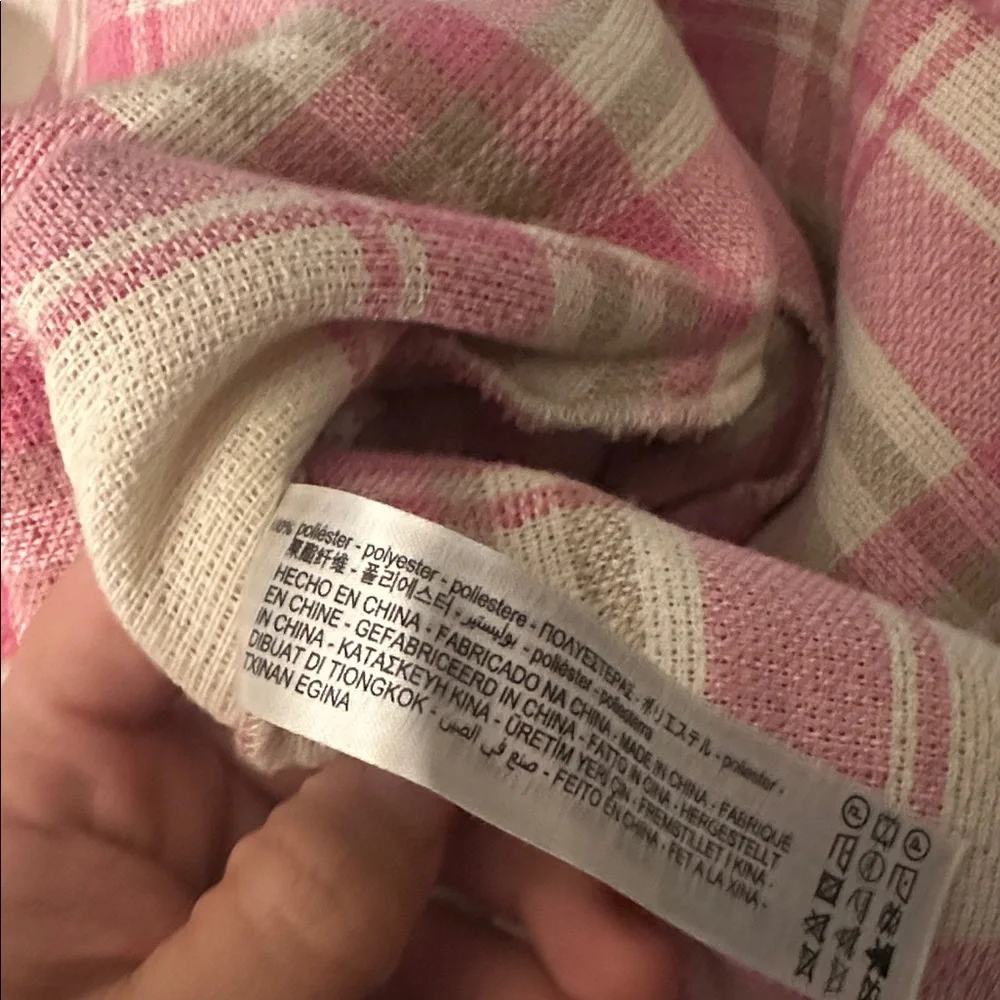 NWOT Zara Pink Cropped‎ Plaid Shacket Overshirt size small